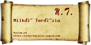 Milkó Terézia névjegykártya